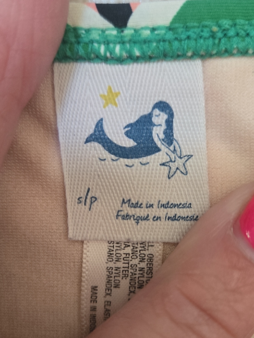 Anthropologie Green/Pink Design Print Cut-Out Side Cheeky Bikini Bottoms - Picture 4 of 8